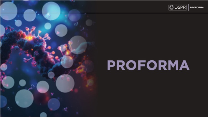 Proforma section divider with molecular imagery