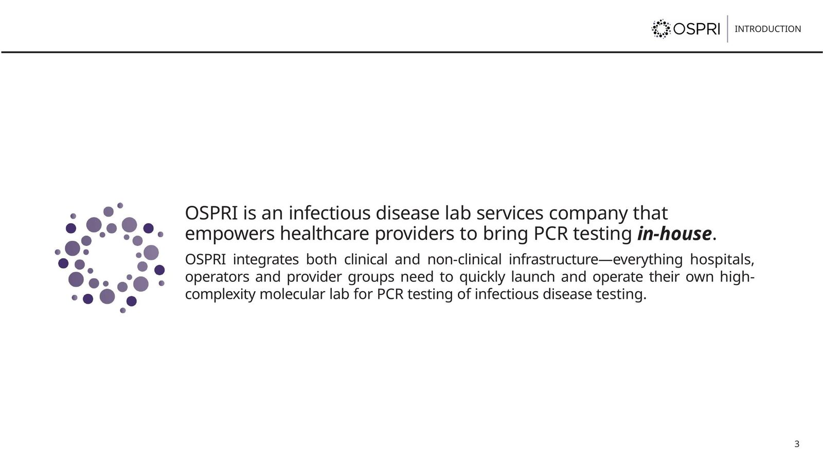 OSPRI introduction slide explaining the lab services offering